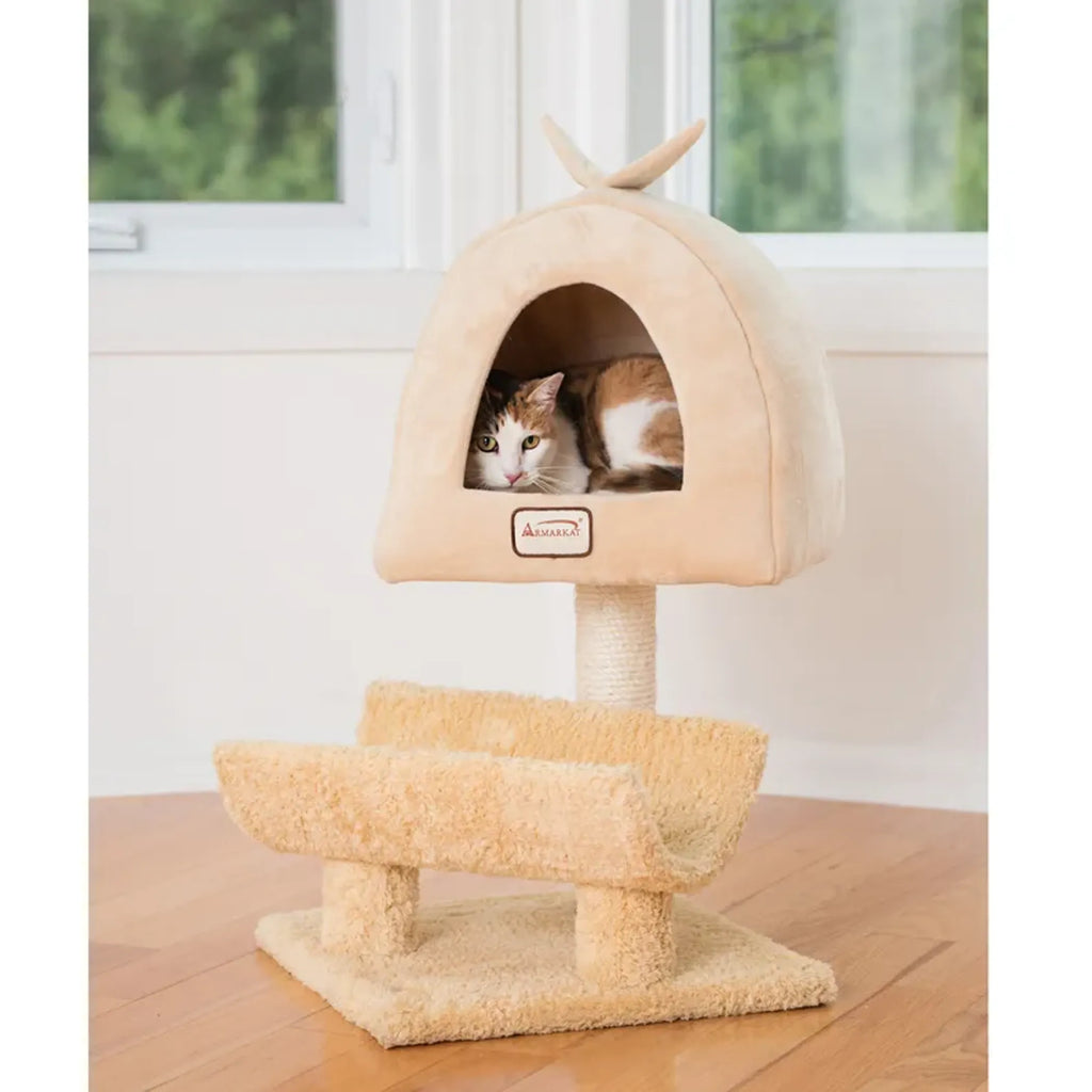 Armarkat X3007 Cat Condo, Real Wood Cat Scratching Post