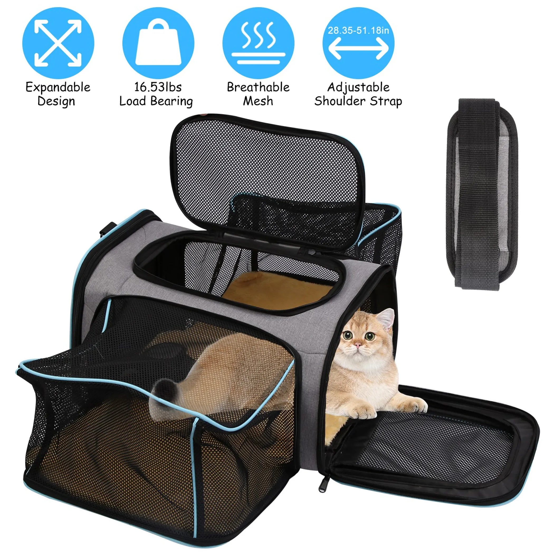 Expandable Pet Carrier Airline Approved Cat